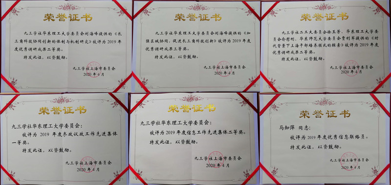 九三学社华理委员会荣获社市委2019年度多项参政议政表彰[图文]