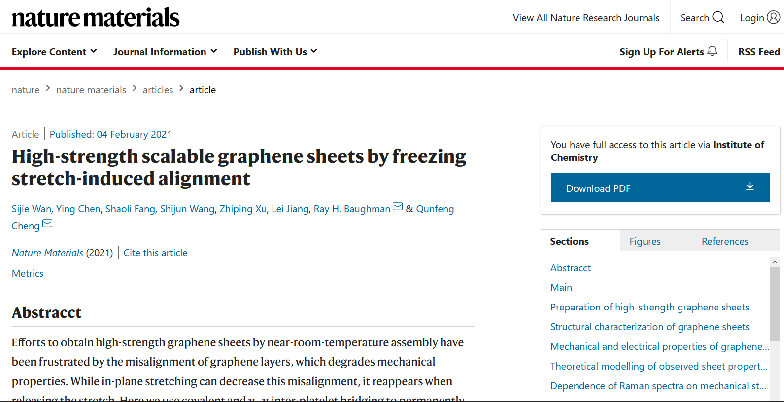 《NatureMaterials》刊发北航化学学院江雷院士团队程群峰教授课题组最新研究成果