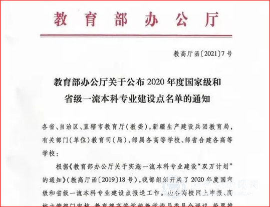 我校新增10个国家级一流本科专业