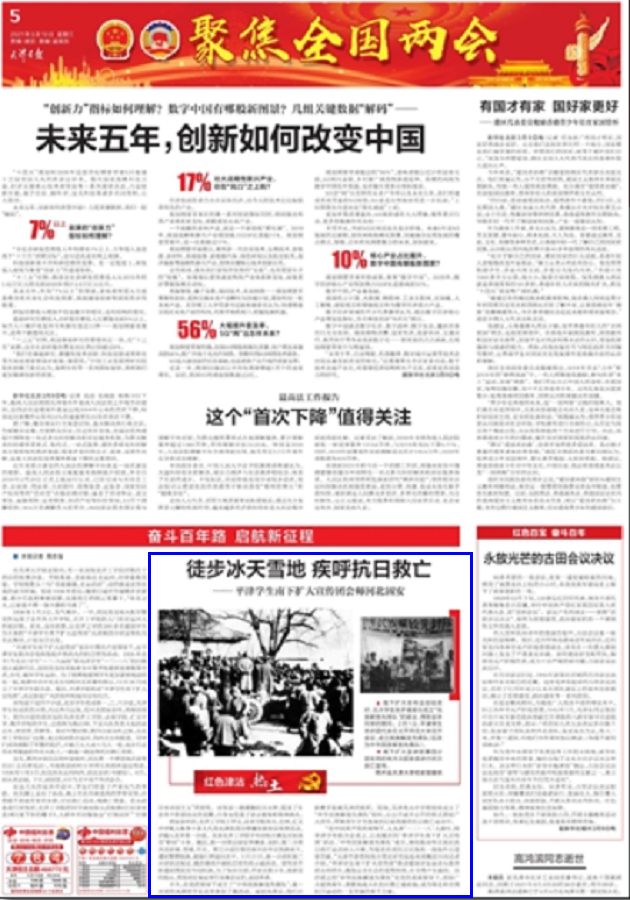 天津日报：徒步冰天雪地疾呼抗日救亡（图）──平津学生南下扩大宣传团会师河北固安