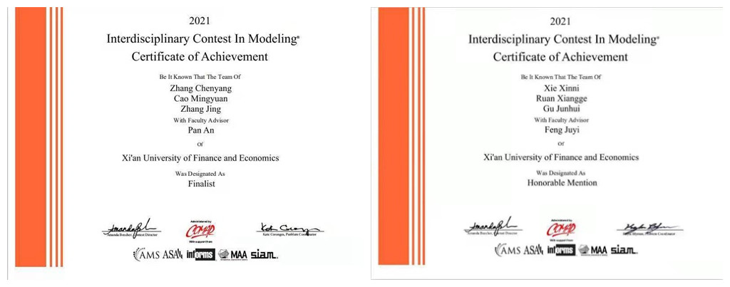 信息学院在2021年国际大学生数学建模竞赛中再创佳绩