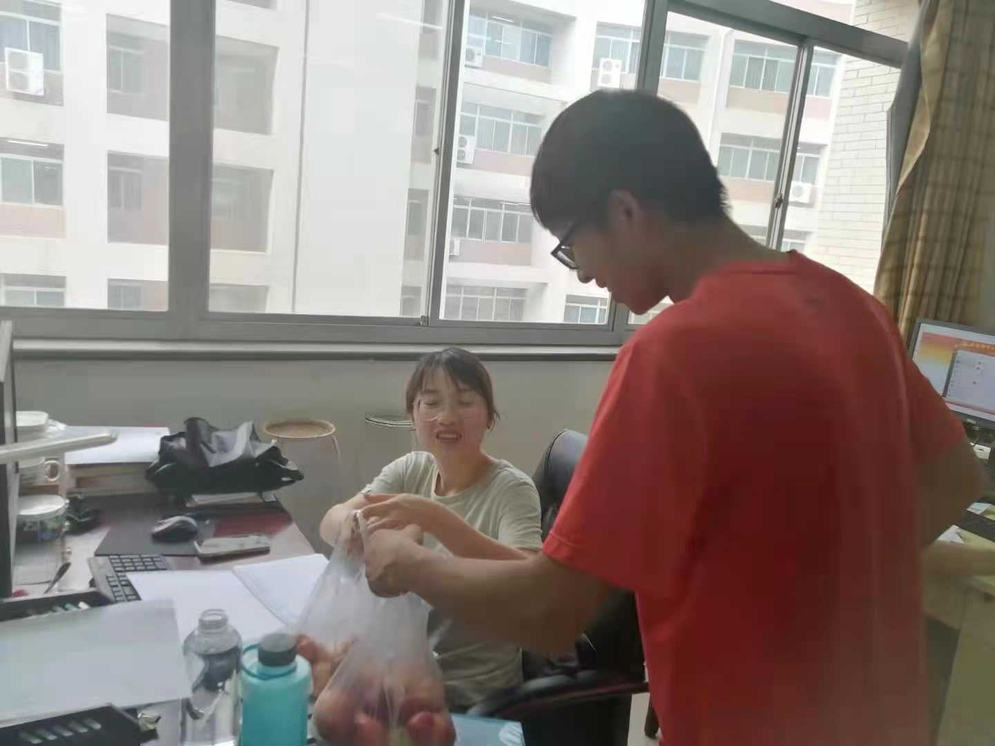 后勤服务产业集团、校团委联合举办桃李采摘活动