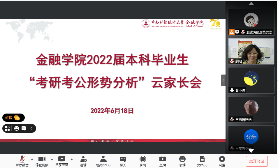 金融学院召开2022届本科毕业生“考研考公形势分析”云家长会