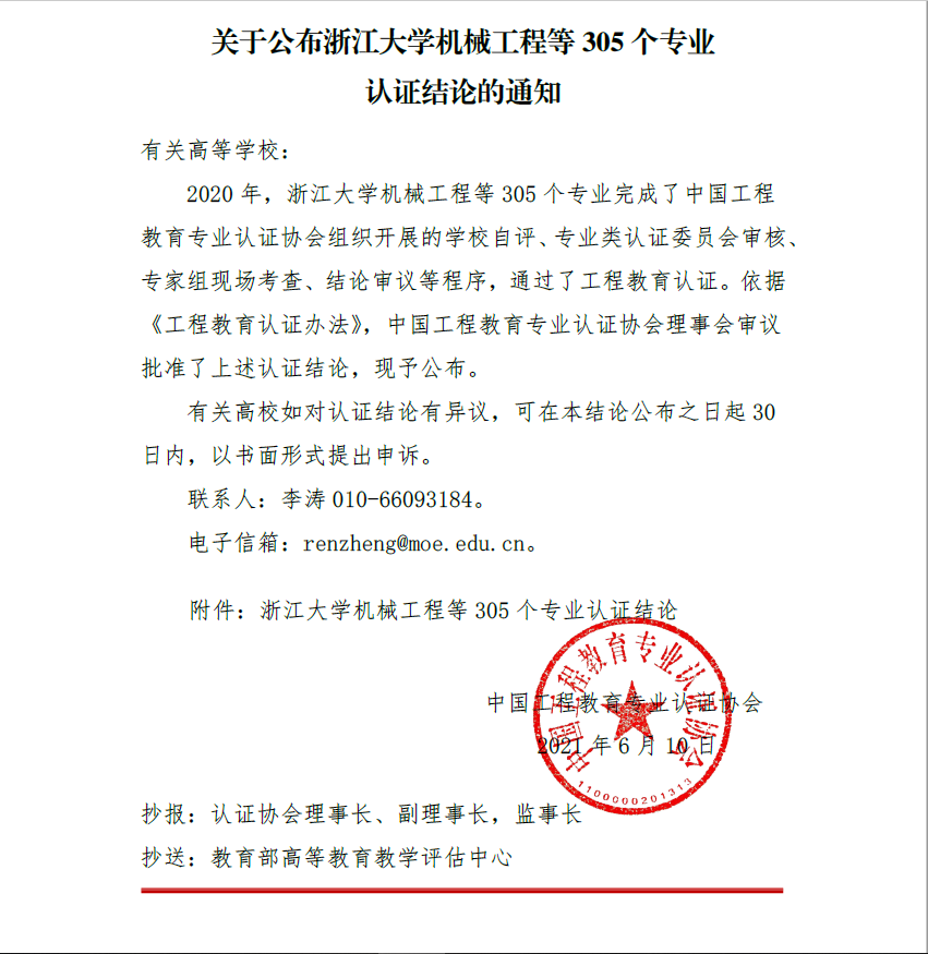 我校新增2个专业通过教育部工程教育专业认证