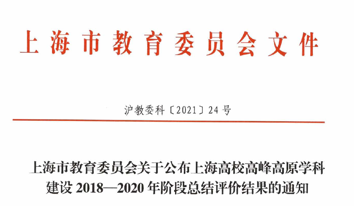 我校“纺织科学与工程”在上海高校I类高峰学科建设2018-2020年阶段总结评价中获评优秀
