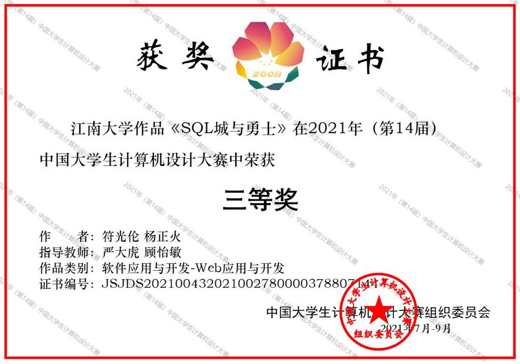 人文学子荣获第十四届中国大学生计算机设计大赛全国总决赛三等奖