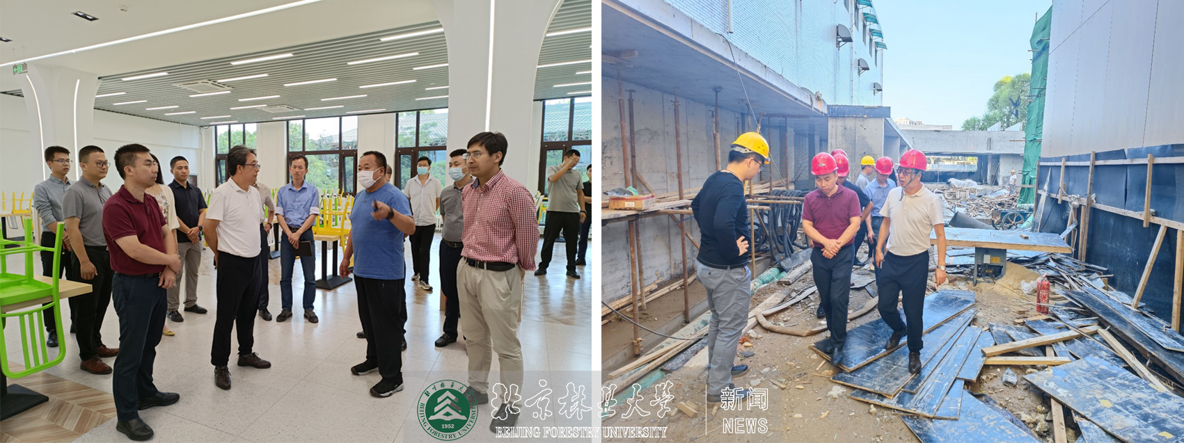校领导检查开学食堂、工地安全工作
