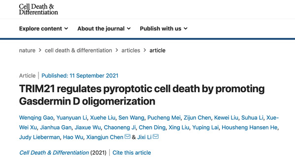 生命科学学院李继喜、附属华山医院陈向军合作发现促炎性细胞死亡的全新调控机制