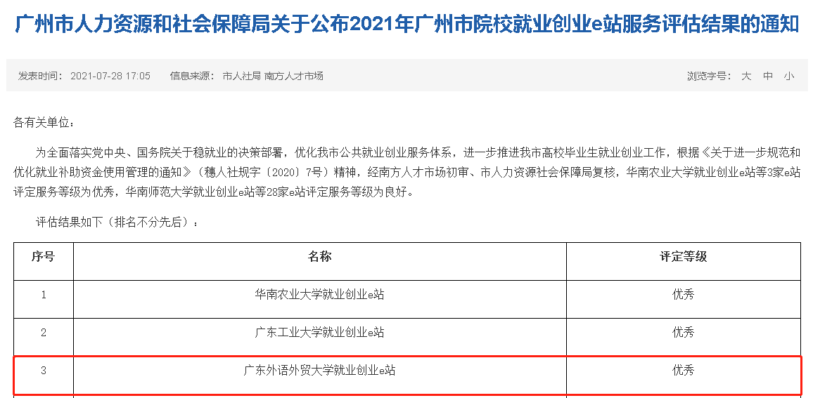 我校就业创业e站获评市人社局“优秀”等级
