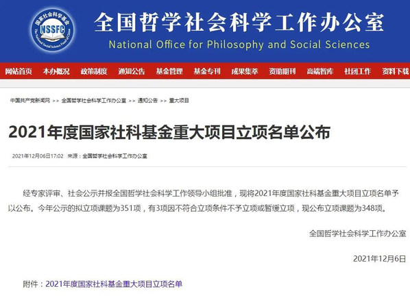 复旦大学12个项目获批2021年度国家社科基金重大项目立项，立项数并列全国高校第二