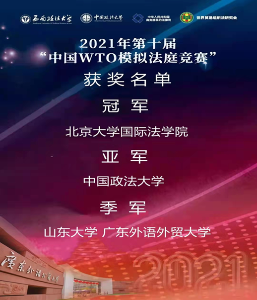 我校学子获“中国WTO模拟法庭竞赛”全国季军