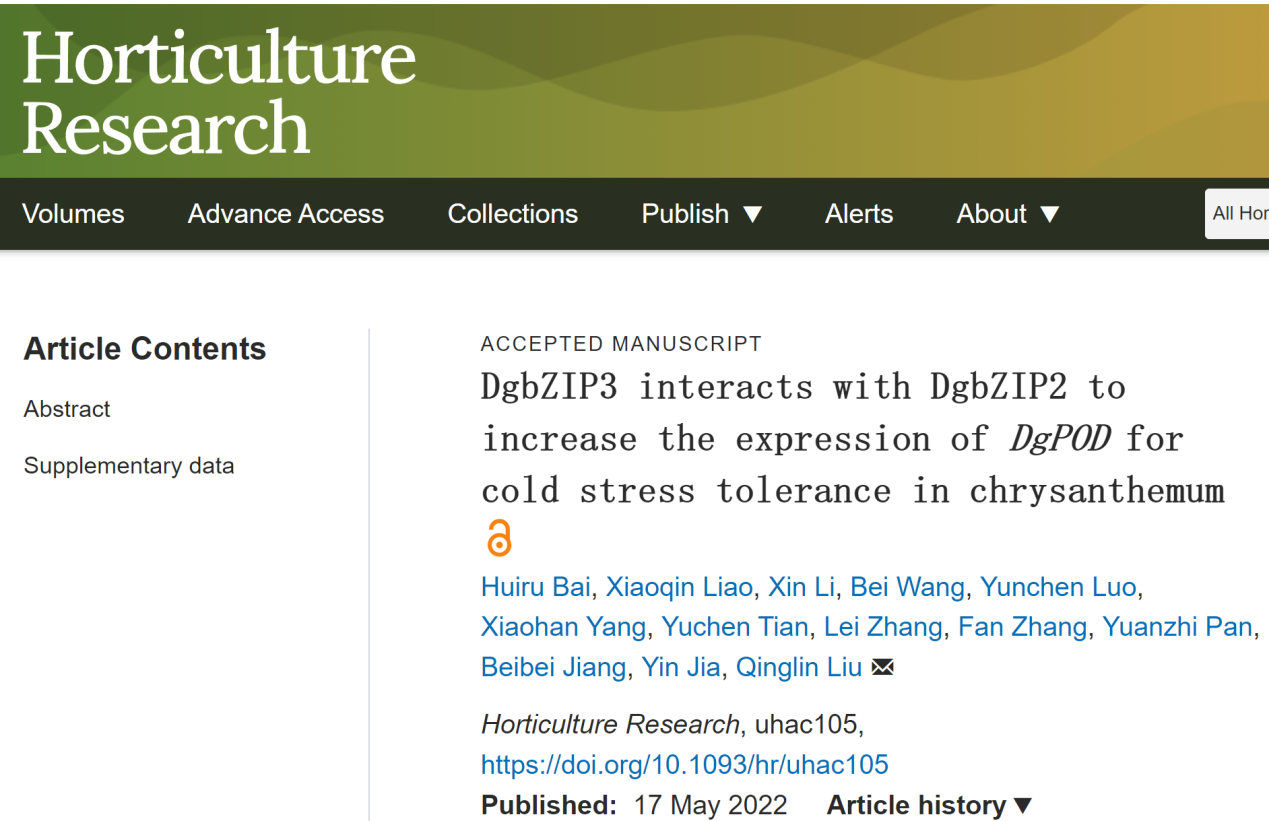 我校学者研究成果为耐低温菊花育种提供新思路