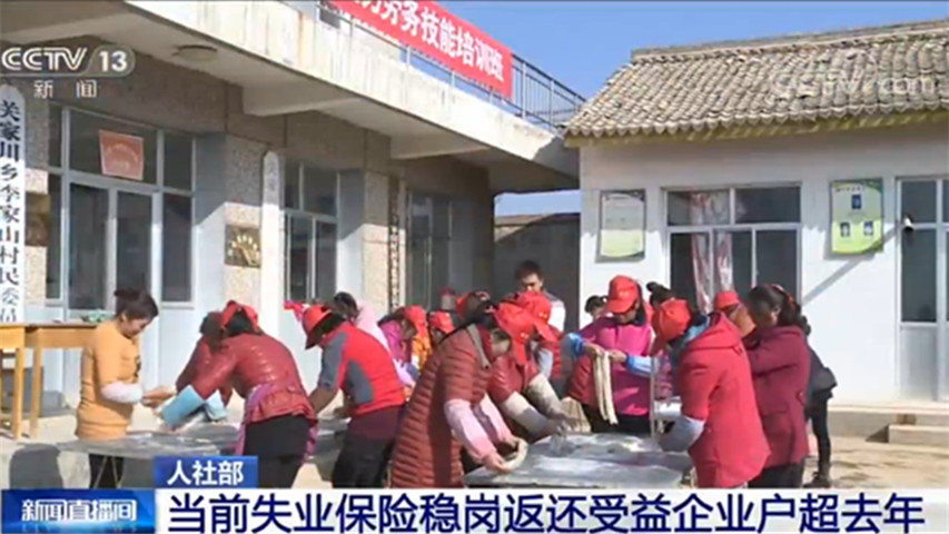 人力资源社会保障部：当前失业保险稳岗返还受益企业户超去年