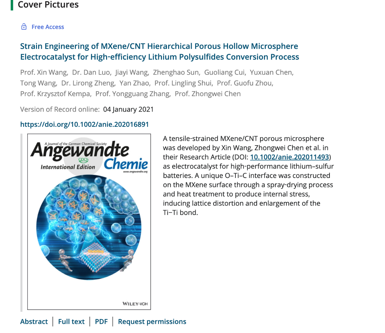 华南先进光电子研究院王新课题组在《Angewandte Chemie International Edition 》发表高水平研究成果