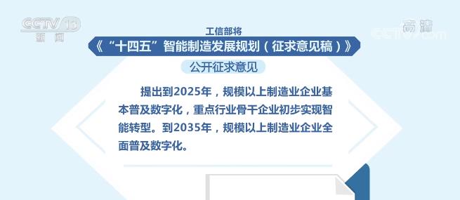 到2025年规模以上制造业企业基本普及数字化 骨干企业初步实现智能转型