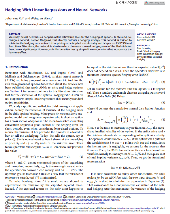 经济学院金融系王伟冠老师的研究成果在国际一流学术期刊Journal of Business and Economic Statistics发表