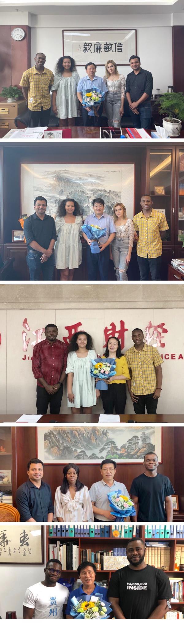 海外教育学院组织留学生为教师献花