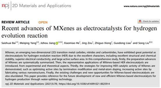 环境生态与生物工程学院教师江吉周在Nature旗下期刊npj 2D Materials and Applications发表论文