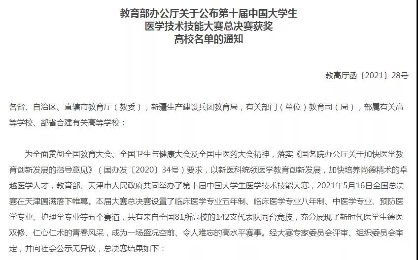 官方宣布！我校在第十届中国大学生医学技术技能大赛总决赛中喜获佳绩