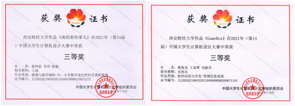 信息学院学子在2021年中国大学生计算机设计大赛中喜获佳绩