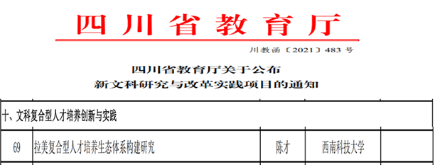 西南科技大学：我校获批教育部首批新文科研究与改革实践项目