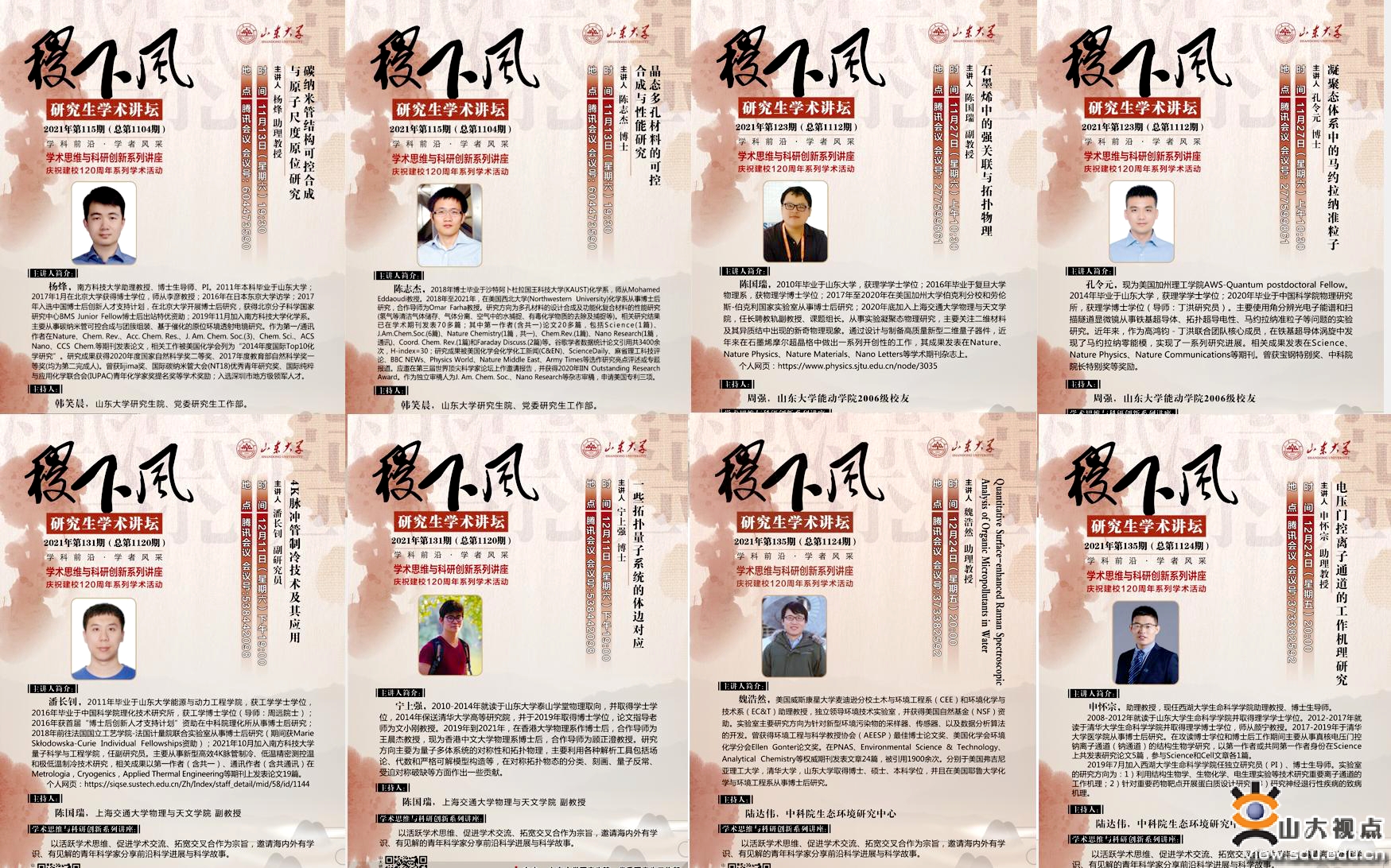 ［综合事务］2021年山东大学研究生“稷下风”“海右”学术品牌建设回顾
