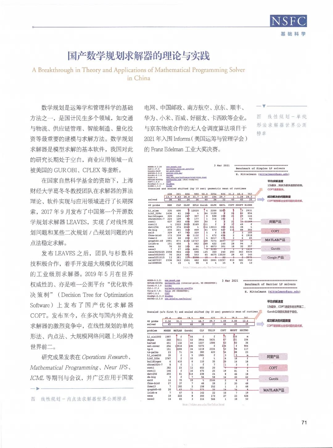 我校葛冬冬教授团队关于国产数学规划求解器的研究入选国家自然科学基金资助项目优秀成果