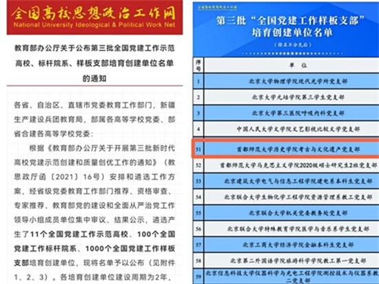 历史学院考古与文化遗产党支部入选全国党建工作样板支部