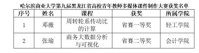 我校教师在第九届黑龙江省高校青年教师多媒体课件制作大赛中获得佳绩