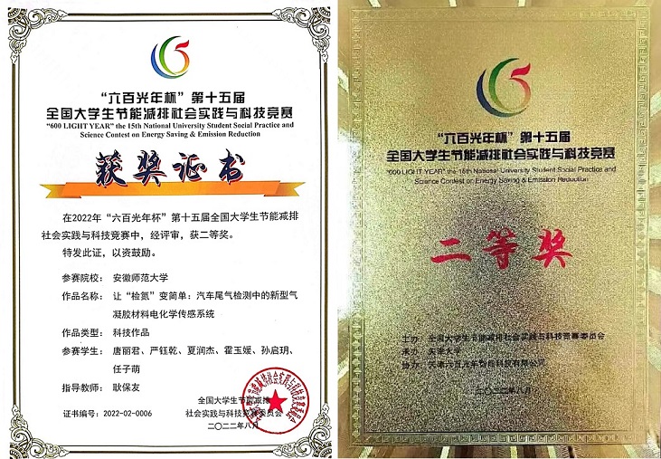 我校学子在第十五届全国大学生节能减排社会实践与科技竞赛中荣获二等奖